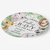 Safari Animals Baby Shower Boy Cute Jungle  ペーパープレート (アングル)