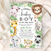 Safari Animals Baby Shower Boy Tropical Jungle  招待状