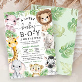 Safari Animals Baby Shower Boy Tropical Jungle  招待状