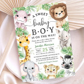 Safari Animals Baby Shower Boy Tropical Jungle  招待状
