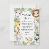 Safari Animals Baby Shower Boy Tropical Thank You サンキューカード (正面)