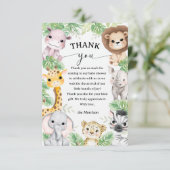 Safari Animals Baby Shower Boy Tropical Thank You サンキューカード (スタンド正面)