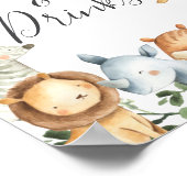 Safari Animals Baby Shower Food and Drinks Sign ポスター (角)