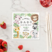 Safari Animals Baby Shower Gender Neutral Jungle スタンダードカクテルナプキン (インサイチュ)