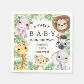 Safari Animals Baby Shower Gender Neutral Jungle スタンダードカクテルナプキン (正面)
