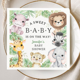 Safari Animals Baby Shower Gender Neutral Jungle スタンダードカクテルナプキン