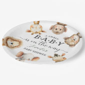 Safari Animals Baby Shower Gender Neutral Jungle ペーパープレート (アングル)