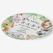 Safari Animals Baby Shower Gender Neutral Jungle ペーパープレート (アングル)