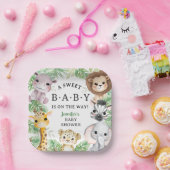 Safari Animals Baby Shower Gender Neutral Jungle ペーパープレート (パーティー)