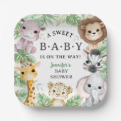 Safari Animals Baby Shower Gender Neutral Jungle ペーパープレート (正面)