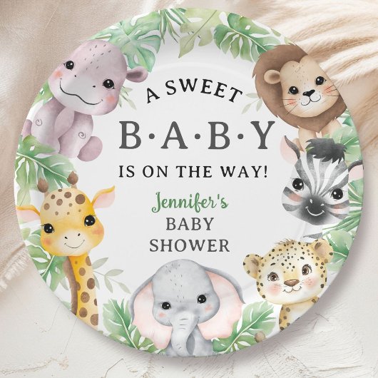Safari Animals Baby Shower Gender Neutral Jungle ペーパープレート