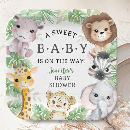 Safari Animals Baby Shower Gender Neutral Jungle ペーパープレート
