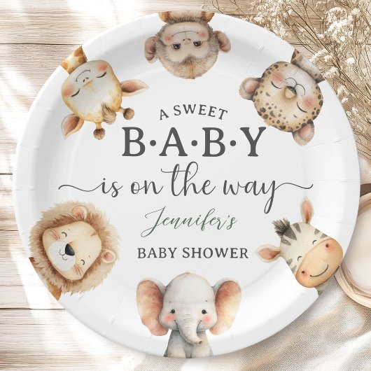 Safari Animals Baby Shower Gender Neutral Jungle ペーパープレート