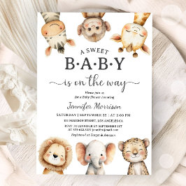 Safari Animals Baby Shower Gender Neutral Jungle 招待状
