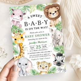 Safari Animals Baby Shower Gender Neutral Jungle 招待状