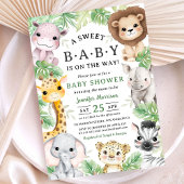 Safari Animals Baby Shower Gender Neutral Jungle 招待状