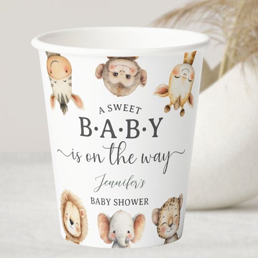 Safari Animals Baby Shower Gender Neutral Jungle 紙コップ