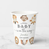 Safari Animals Baby Shower Gender Neutral Jungle 紙コップ (正面)