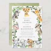 Safari Animals Baby Shower Invitation 招待状 (正面/裏面)