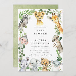 Safari Animals Baby Shower Invitation 招待状