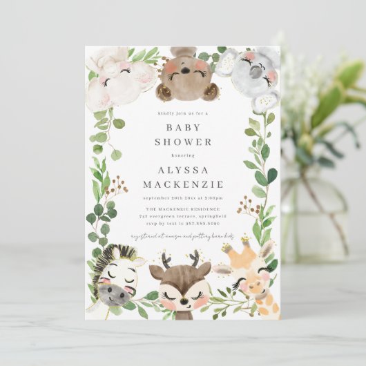 Safari Animals Baby Shower Invitation 招待状 (スタンド正面)