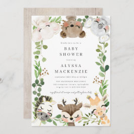 Safari Animals Baby Shower Invitation 招待状