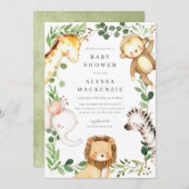Safari Animals Baby Shower Invitation 招待状 (正面/裏面)