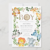 Safari Animals Baby Shower Invitation 招待状 (正面)