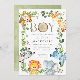 Safari Animals Baby Shower Invitation 招待状
