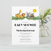 Safari Animals Baby Shower Invitation 招待状 (スタンド正面)