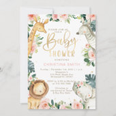 Safari Animals Baby Shower Invitations for Girls 招待状 (正面)