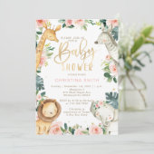 Safari Animals Baby Shower Invitations for Girls 招待状 (スタンド正面)