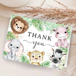 Safari Animals Baby Shower Jungle Folded Thank You サンキューカード