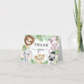 Safari Animals Baby Shower Jungle Folded Thank You サンキューカード (正面)