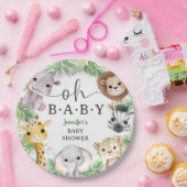 Safari Animals Baby Shower Oh Baby Cute Jungle ペーパープレート (パーティー)