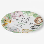 Safari Animals Baby Shower Oh Baby Cute Jungle ペーパープレート (アングル)