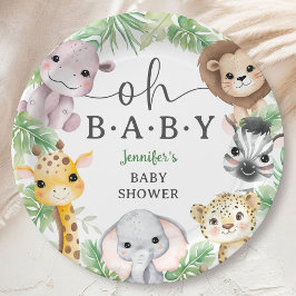 Safari Animals Baby Shower Oh Baby Cute Jungle ペーパープレート