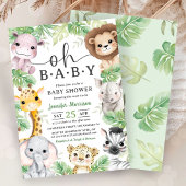 Safari Animals Baby Shower Oh Baby Cute Jungle  招待状
