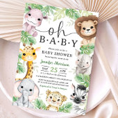 Safari Animals Baby Shower Oh Baby Cute Jungle  招待状
