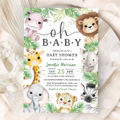 Safari Animals Baby Shower Oh Baby Cute Jungle  招待状