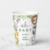 Safari Animals Baby Shower Oh Baby Jungle 紙コップ (裏面)