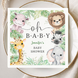 Safari Animals Baby Shower Oh Baby Tropical Jungle スタンダードカクテルナプキン