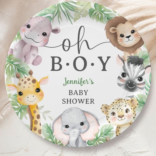 Safari Animals Baby Shower Oh Boy Cute Jungle ペーパープレート
