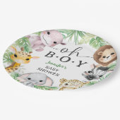Safari Animals Baby Shower Oh Boy Cute Jungle ペーパープレート (アングル)
