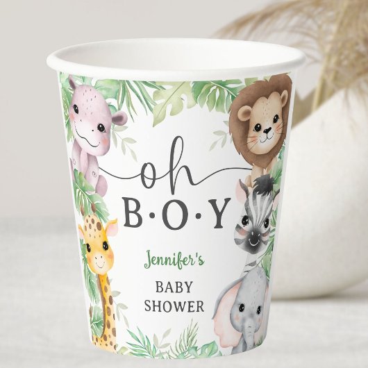 Safari Animals Baby Shower Oh Boy Jungle 紙コップ