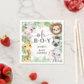 Safari Animals Baby Shower Oh Boy Tropical Jungle スタンダードカクテルナプキン (インサイチュ)