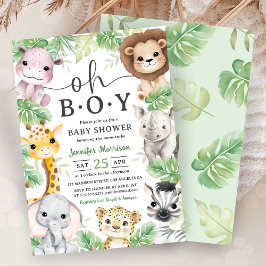 Safari Animals Baby Shower Oh Boy Tropical Jungle  招待状