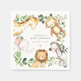 Safari Animals Baby Shower Party Paper Napkins スタンダードカクテルナプキン