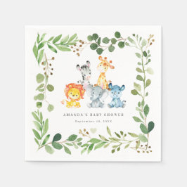 Safari Animals Baby Shower Party Paper Napkins スタンダードカクテルナプキン