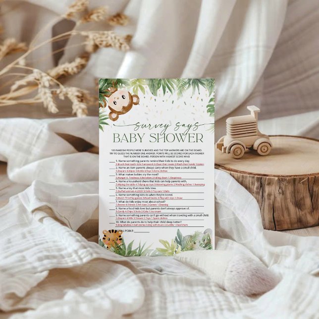 Safari Animals Baby Shower Surveyがゲームカードを発表 (クリエイターアップロード済み)